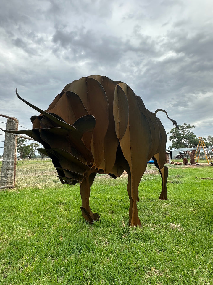 Bull - Metal garden Sculpture - Large Feature - Statement Piece-Old n Dazed