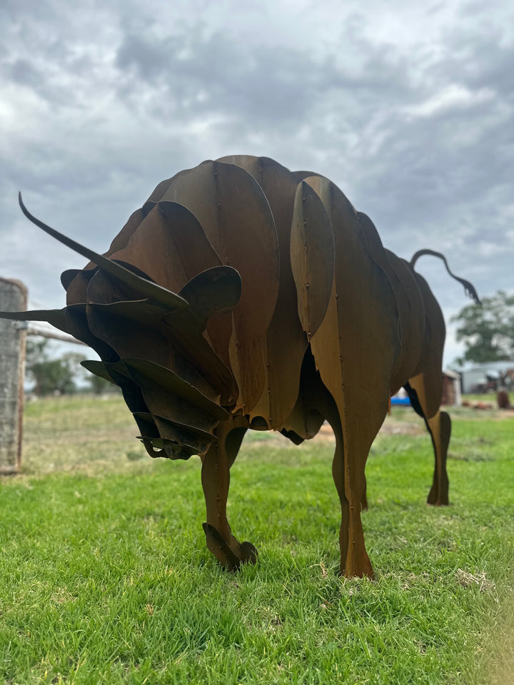 Bull - Metal garden Sculpture - Large Feature - Statement Piece-Old n Dazed