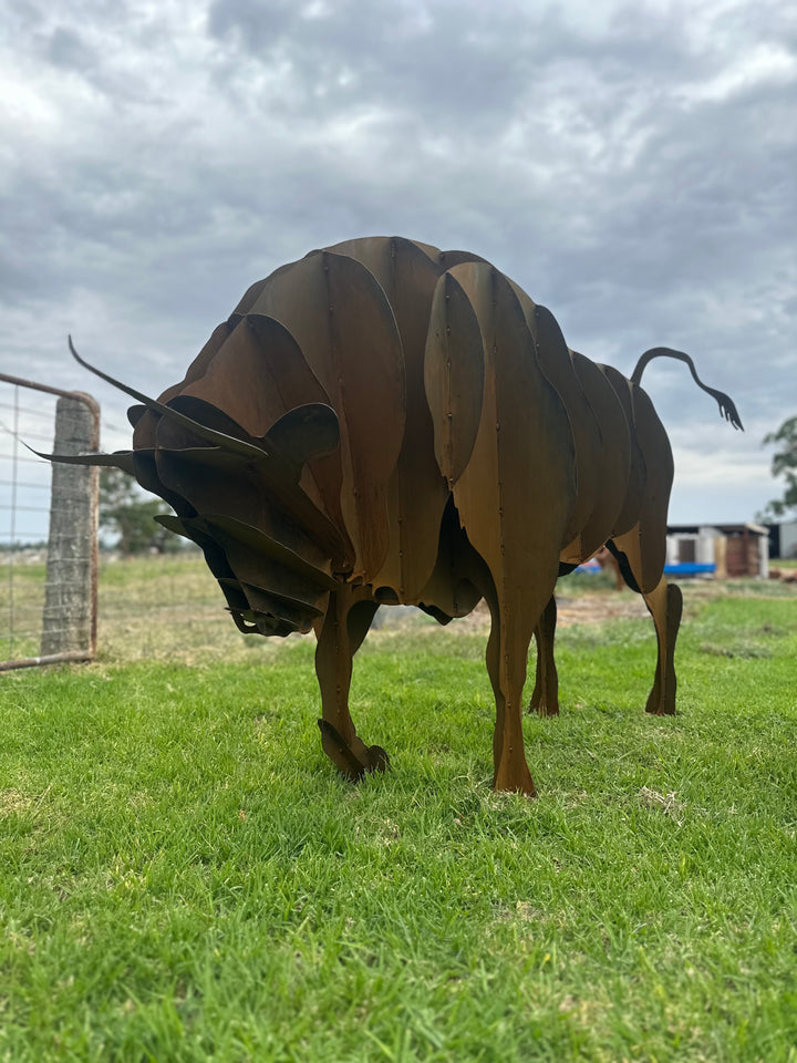 Bull - Metal garden Sculpture - Large Feature - Statement Piece-Old n Dazed