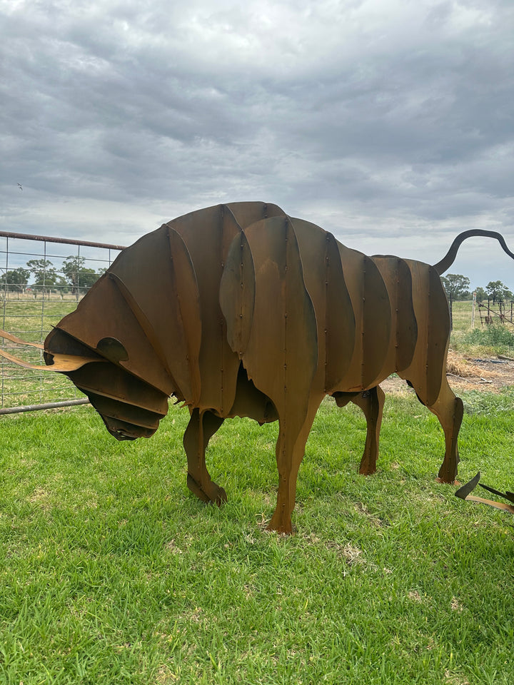 Bull - Metal garden Sculpture - Large Feature - Statement Piece-Old n Dazed