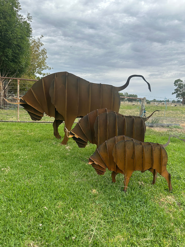 Bull - Metal garden Sculpture - Large Feature - Statement Piece-Old n Dazed