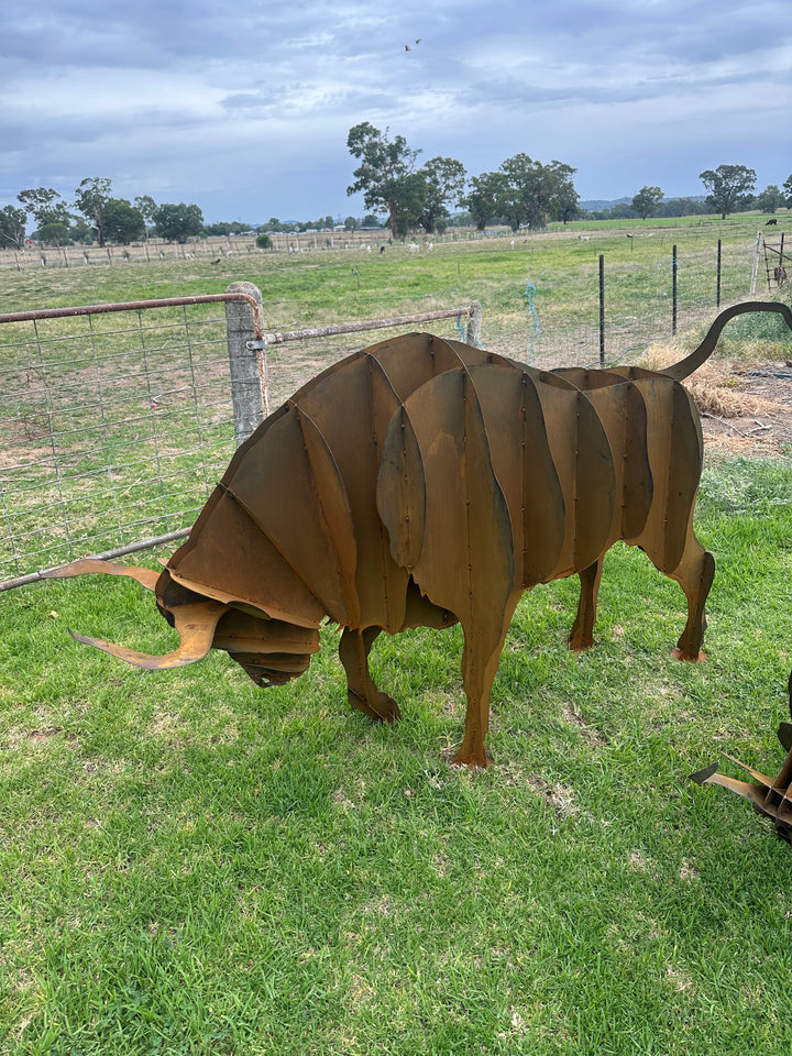 Bull - Metal garden Sculpture - Large Feature - Statement Piece-Old n Dazed
