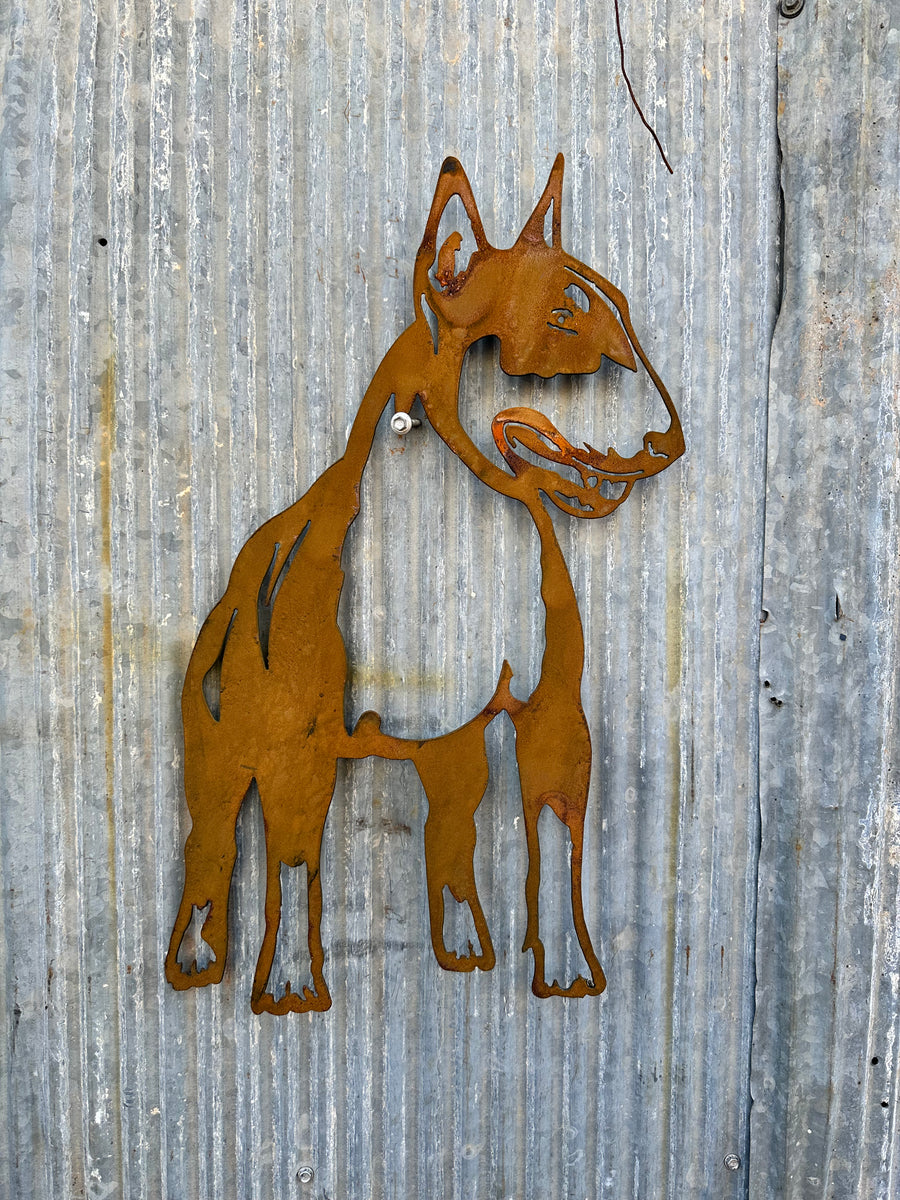 Bull Terrier Metal Wall Art - Dog Garden Art-Old n Dazed
