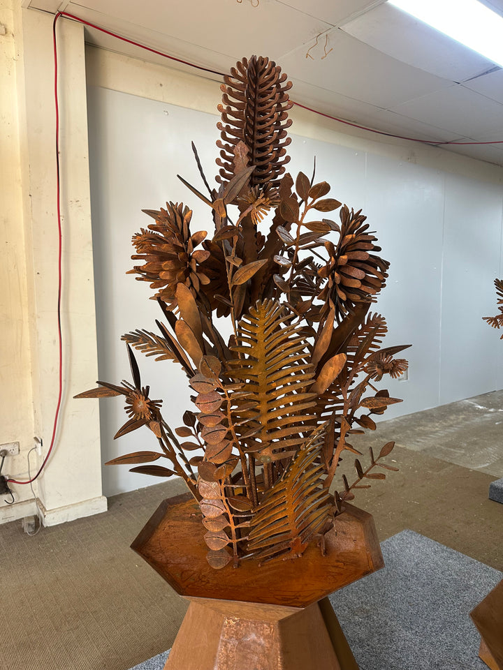 Bush Bloom – Geometric Metal Vase with Australian Natives-Old n Dazed