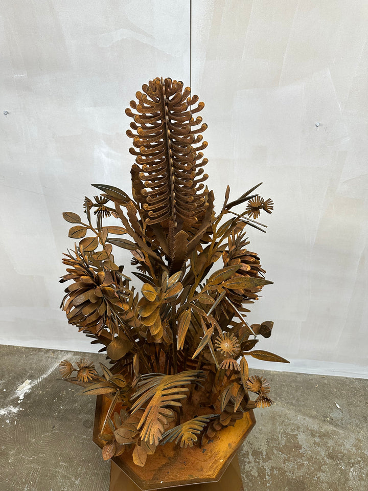 Bush Bloom – Geometric Metal Vase with Australian Natives-Old n Dazed