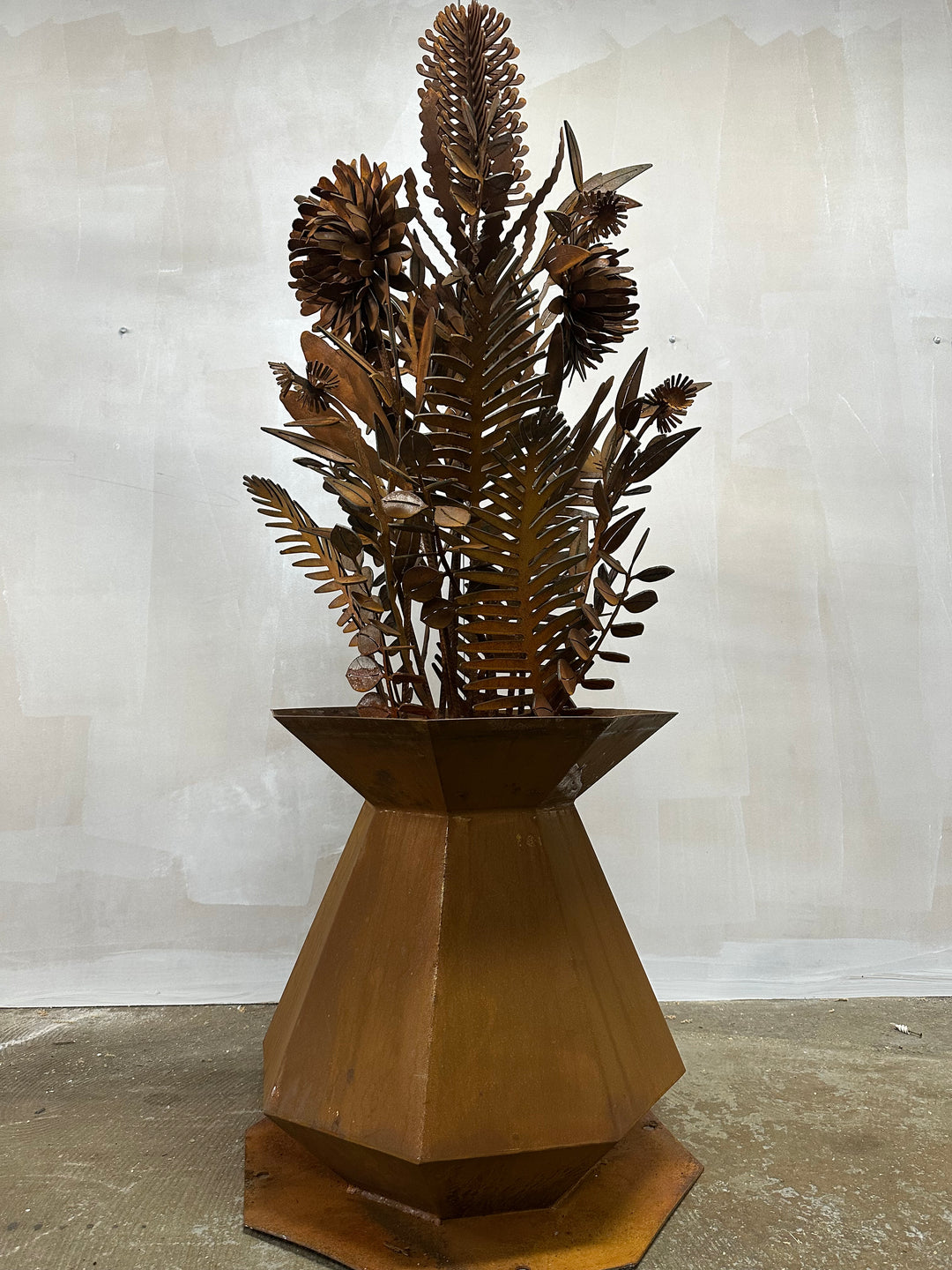 Bush Bloom – Geometric Metal Vase with Australian Natives-Old n Dazed