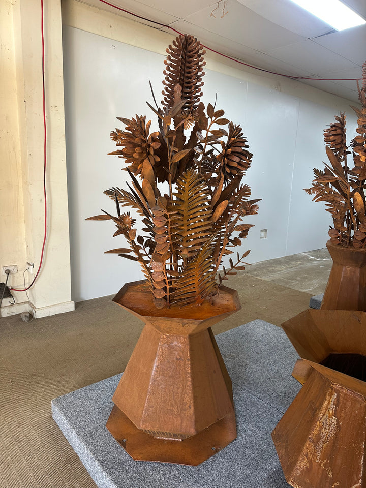 Bush Bloom – Geometric Metal Vase with Australian Natives-Old n Dazed