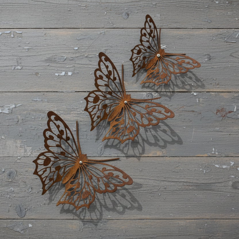 Butterflies Metal Wall Art Detailed Version