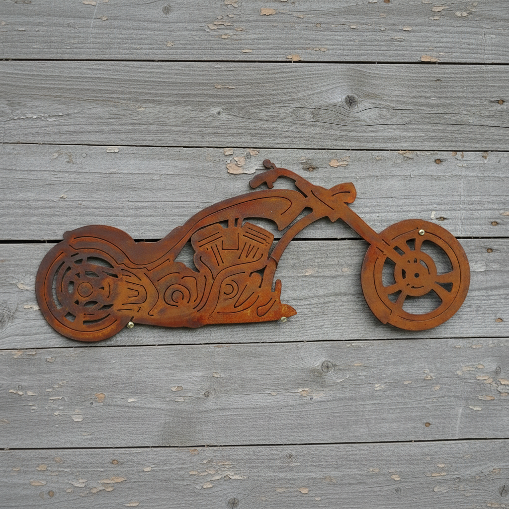 Chopper Motorcycle Metal Wall Art