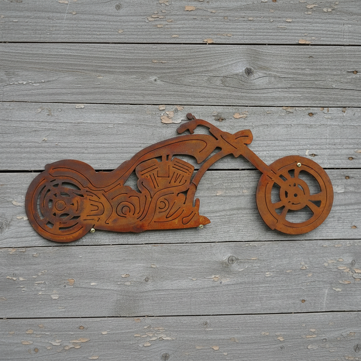 Chopper Motorcycle Metal Wall Art