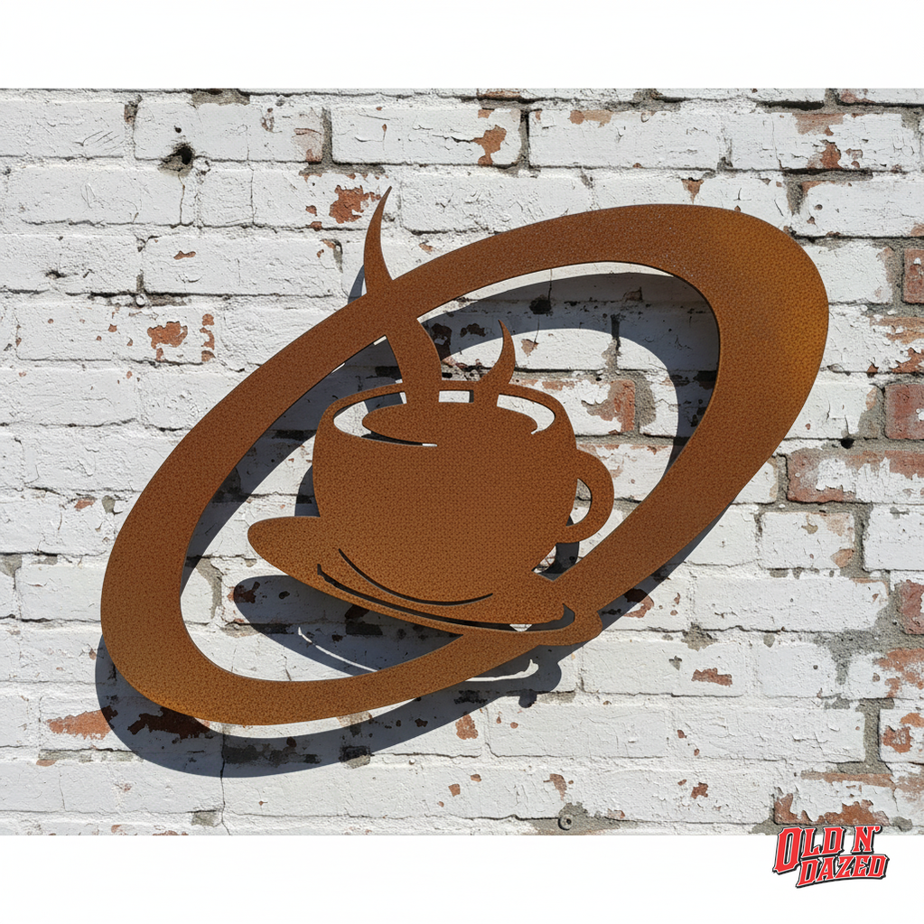 Coffee Sign With Oval Metal Wall Art