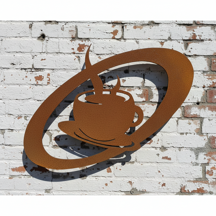 Coffee Sign With Oval Metal Wall Art