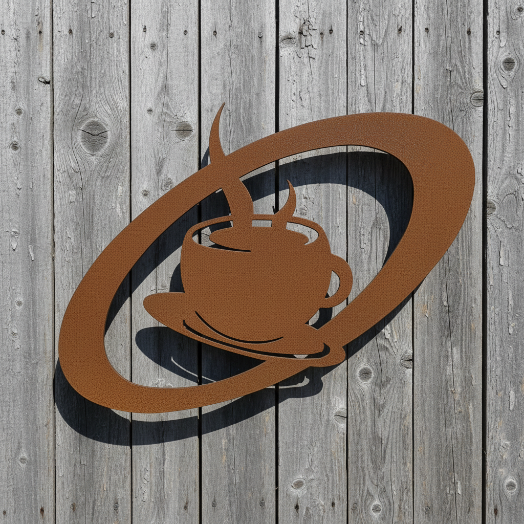 Coffee Sign With Oval Metal Wall Art