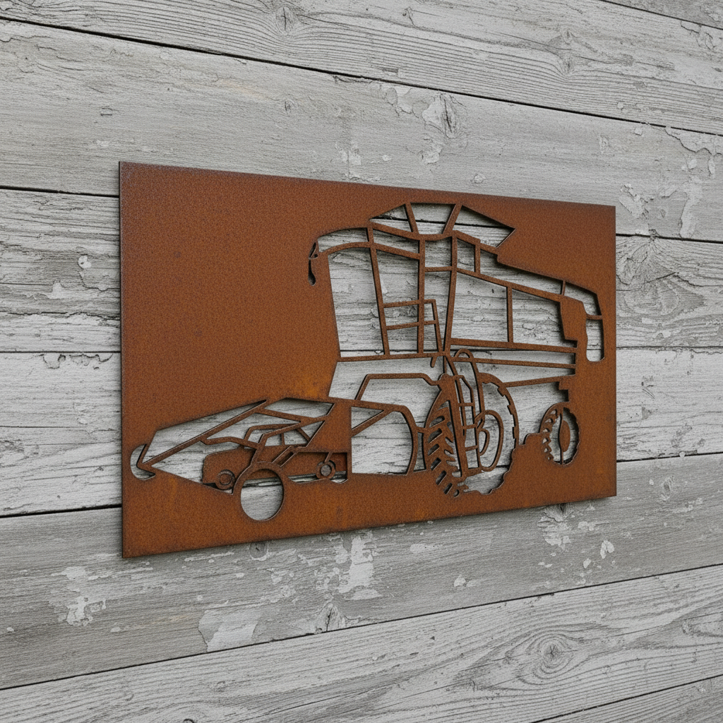 Combine Header Metal Wall Art