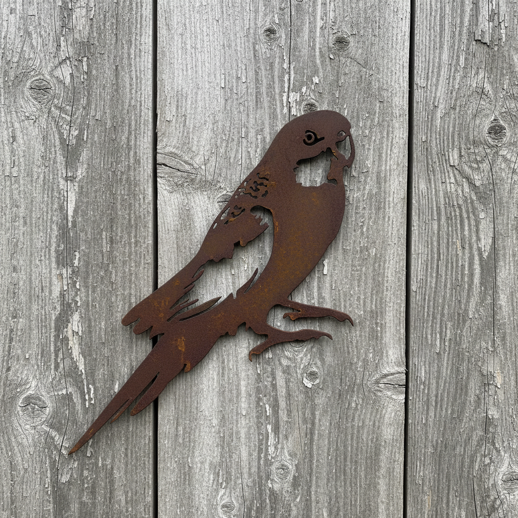 Crimson Rosella Metal Wall Art - Bird Garden Art