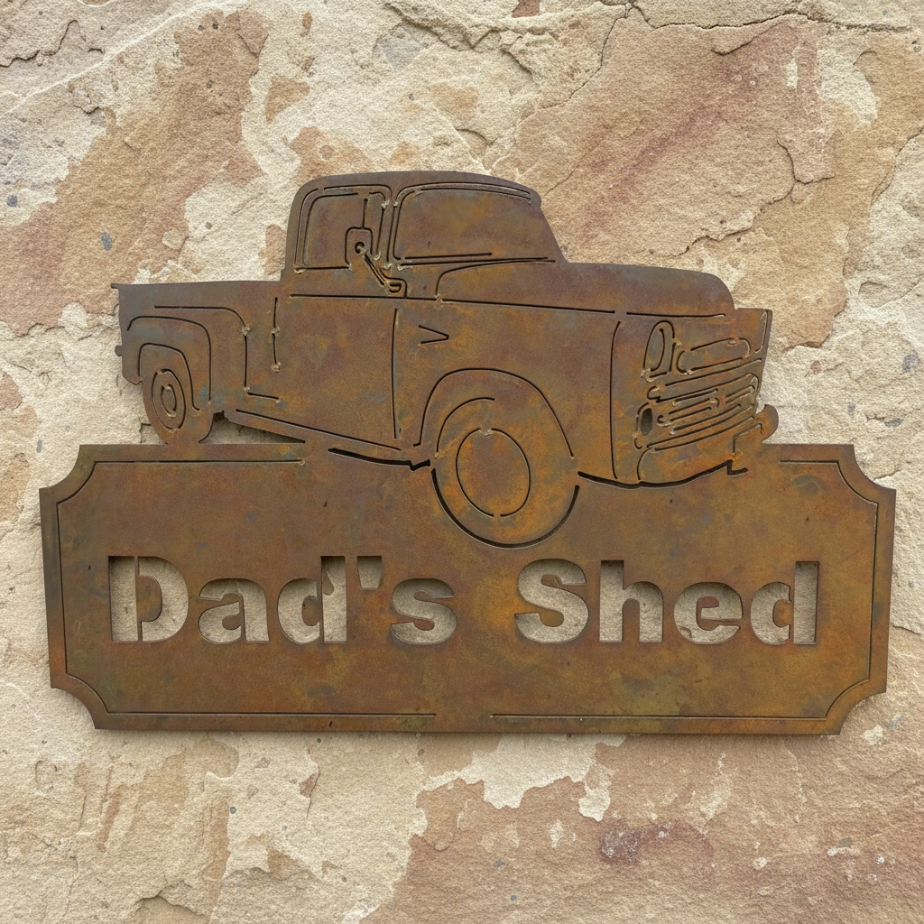 Dad's Shed Ute Pop's (custom wording available) Metal Wall Art