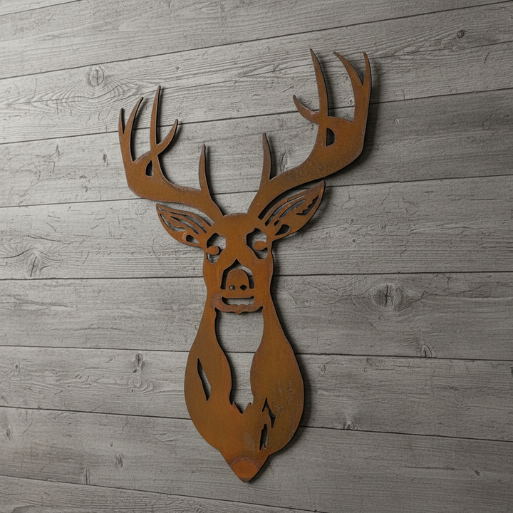 Deer Head Antlers Metal Wall Art