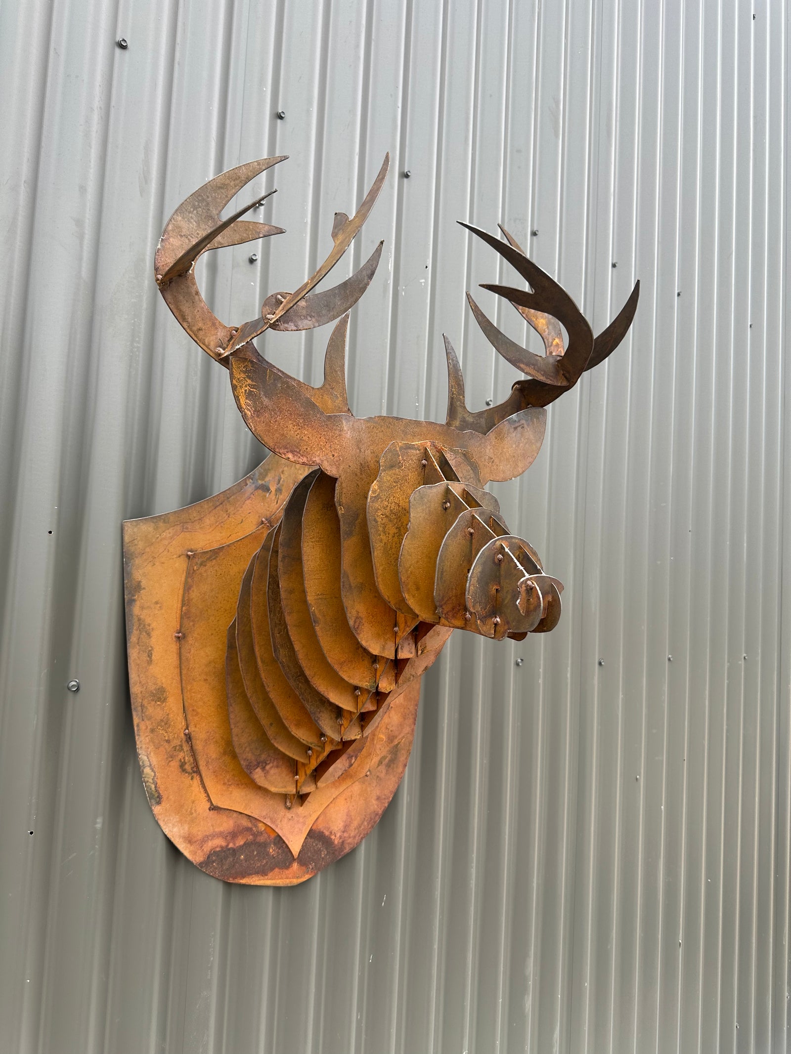 Deer Head - Metal Sculpture - Garden Sculptures-Old n Dazed
