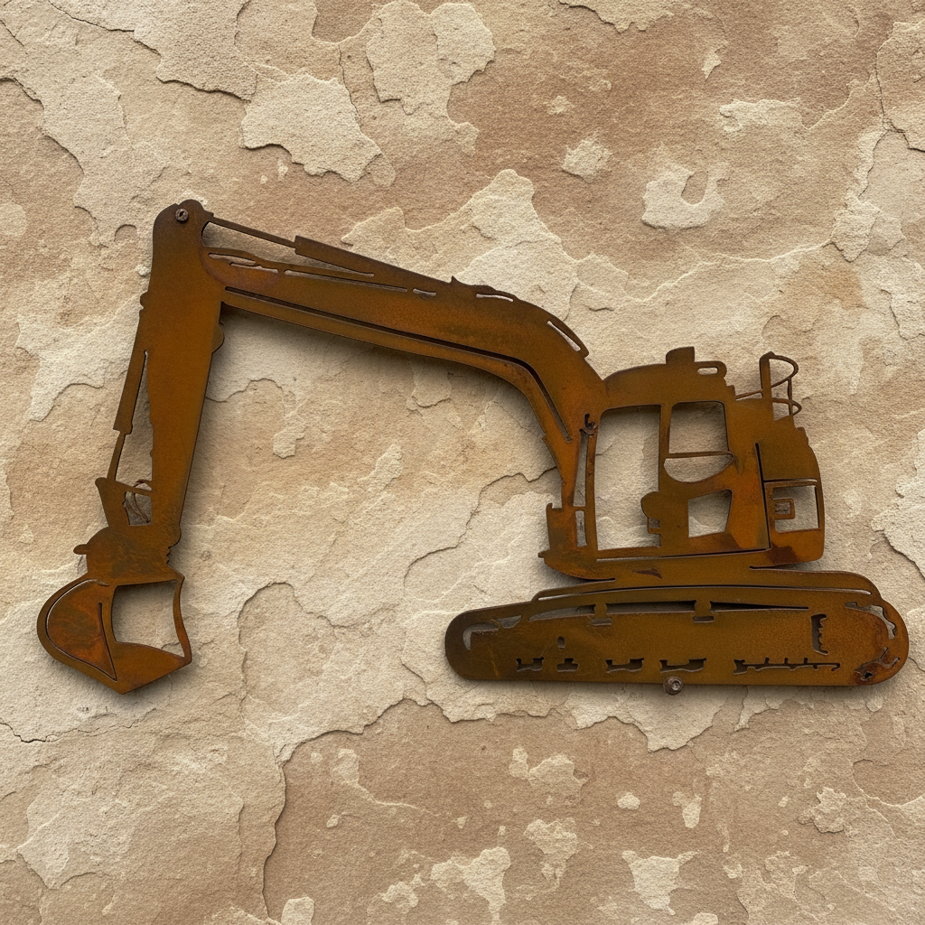 Excavator Metal Wall Art