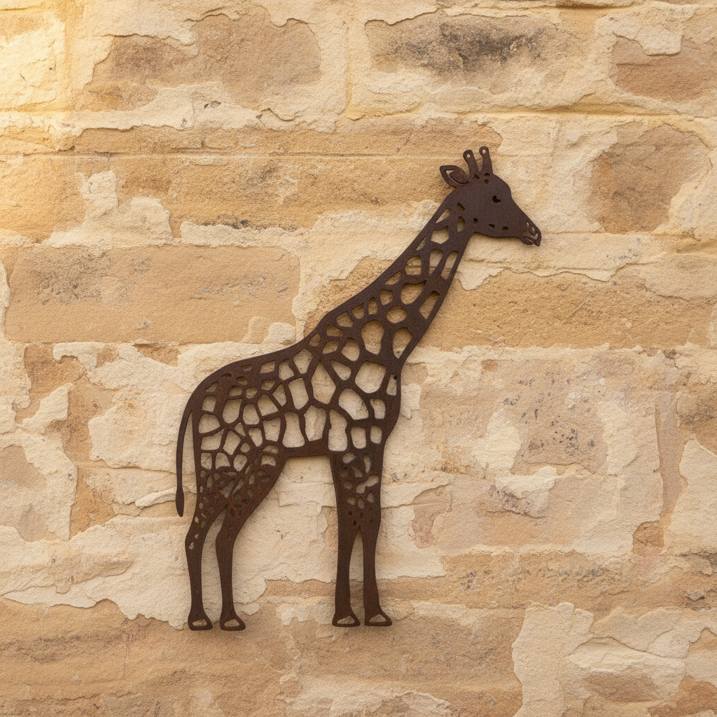 Giraffe Metal Wall Art - Animal Garden Art