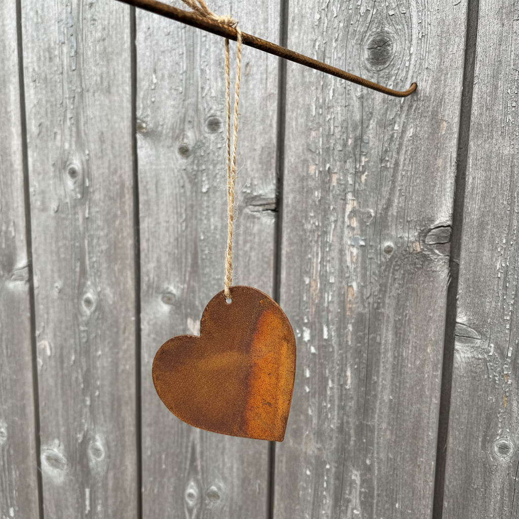 Hanging Metal Heart - Garden Art