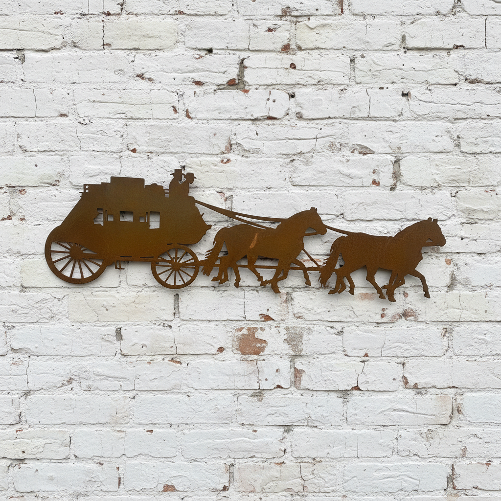 Horse and Cart Metal Wall Art