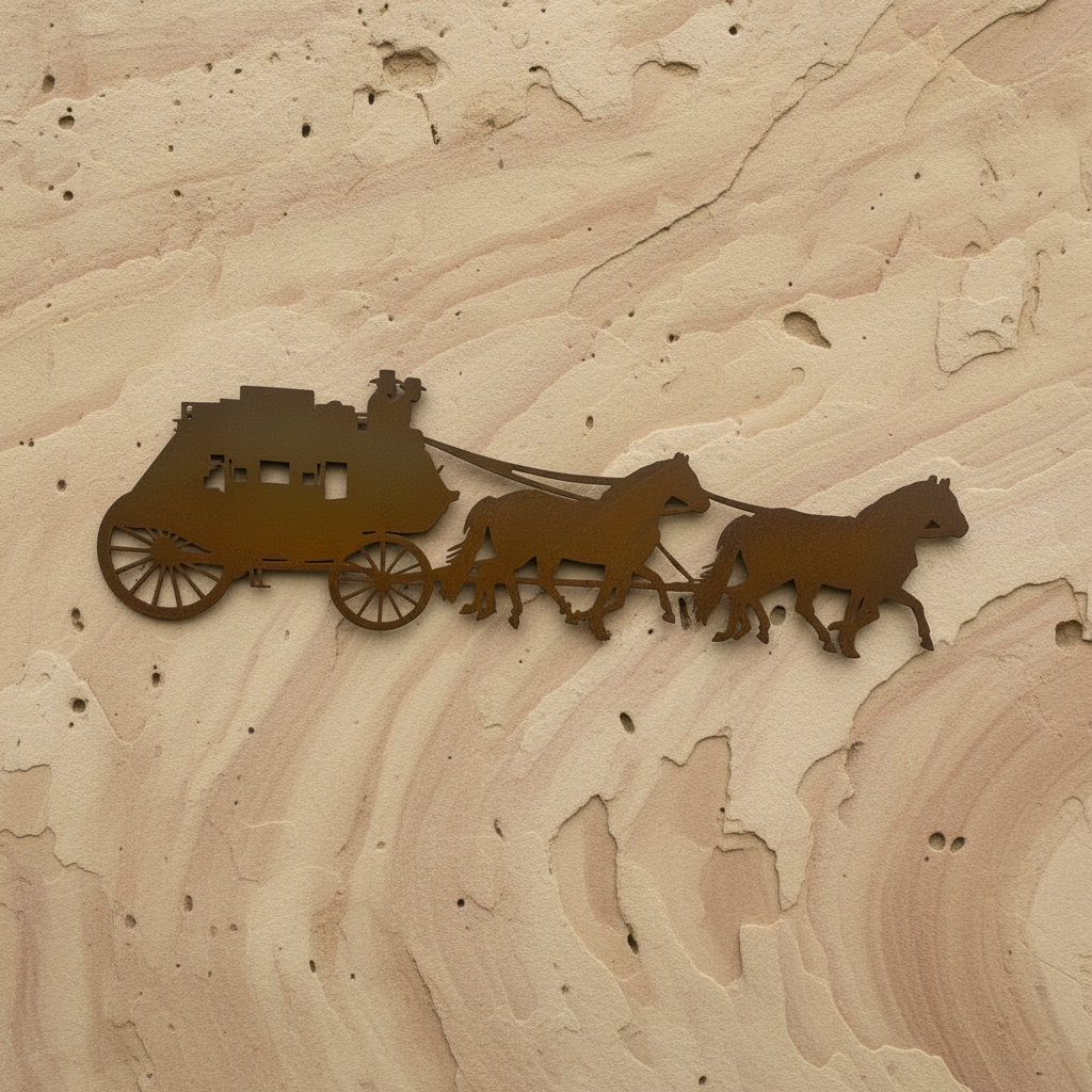Horse and Cart Metal Wall Art