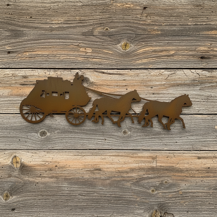 Horse and Cart Metal Wall Art