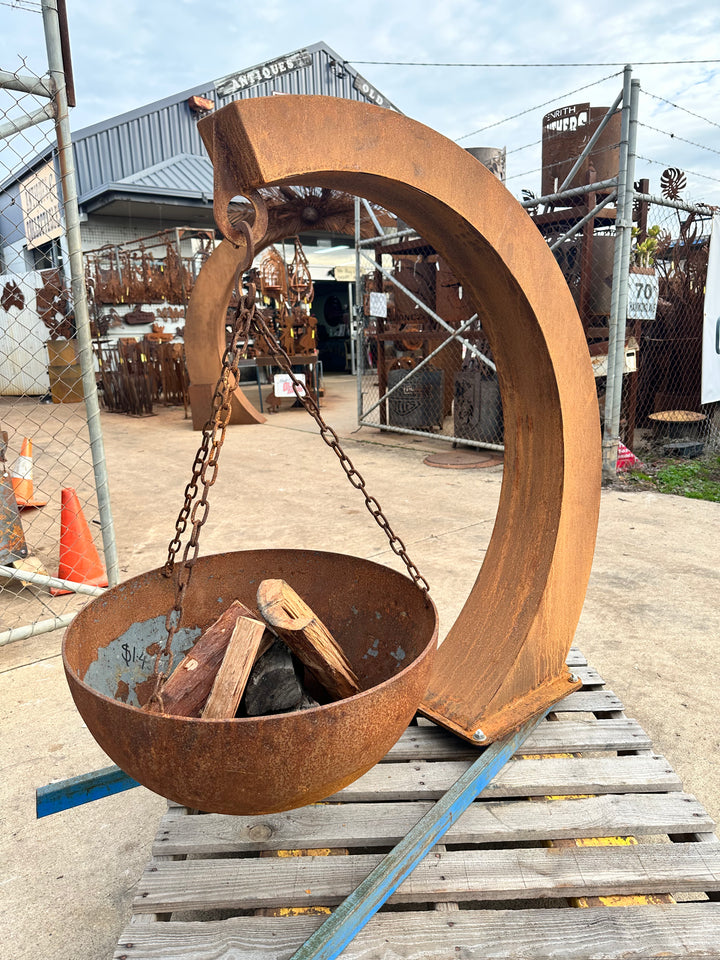 Suspended Contemporary Round Bowl Fire Pit Hanging
