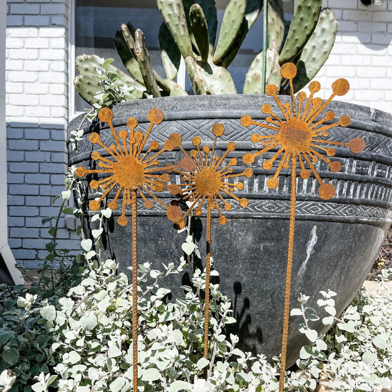 Dandelion Garden Spike Metal Garden Art