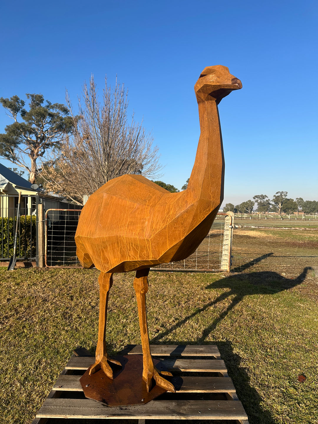 Iron Nomad – Low Poly Geometric Metal Emu Sculpture-Old n Dazed