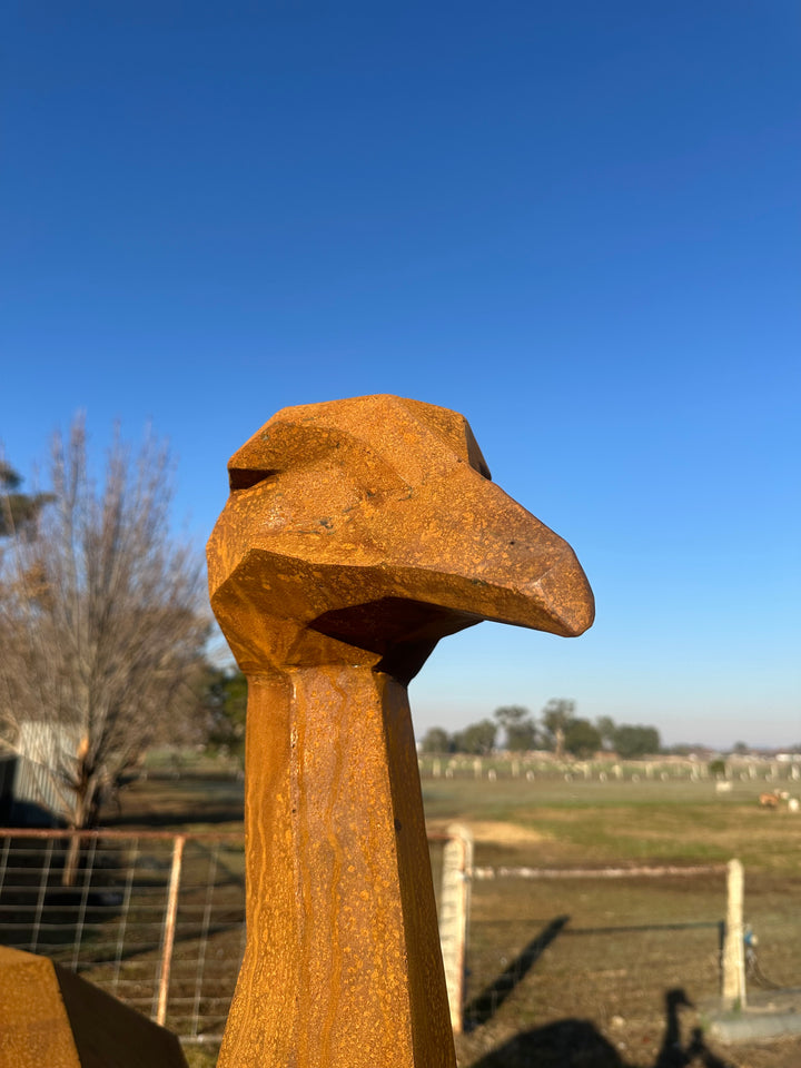 Iron Nomad – Low Poly Geometric Metal Emu Sculpture-Old n Dazed