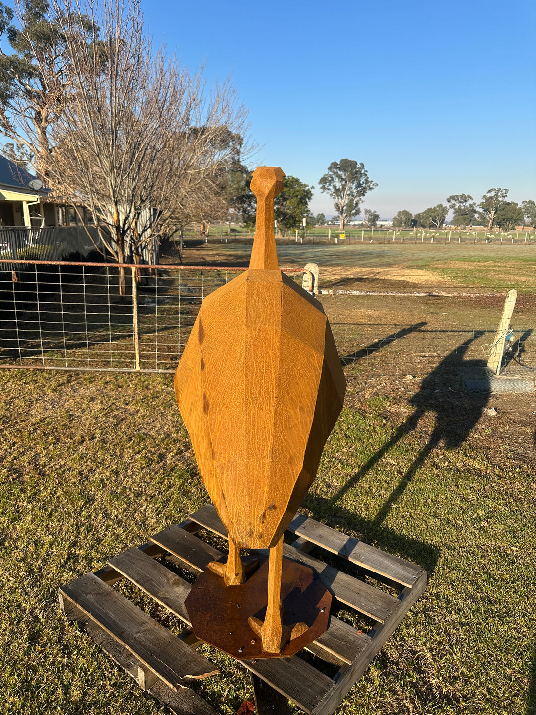 Iron Nomad – Low Poly Geometric Metal Emu Sculpture-Old n Dazed