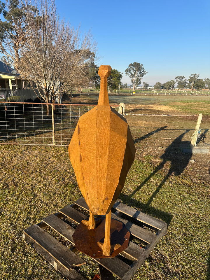 Iron Nomad – Low Poly Geometric Metal Emu Sculpture-Old n Dazed