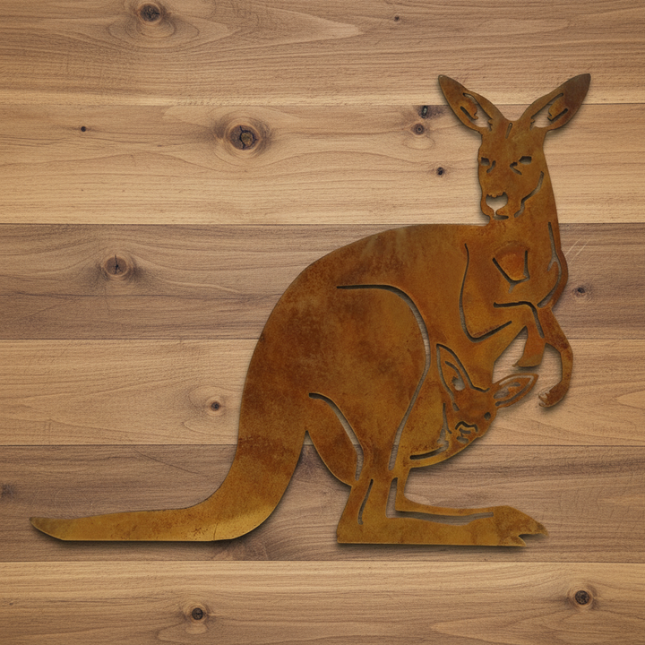 Kangaroo and Joey Metal Wall Art