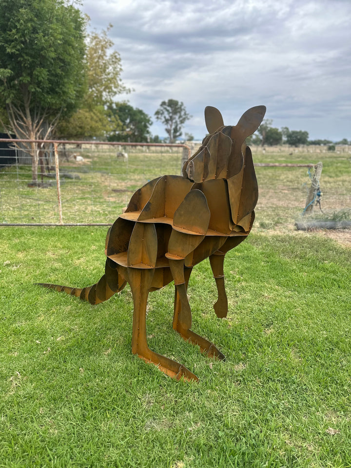Kangaroo - Metal Sculpture - Large Garden Feature-Old n Dazed