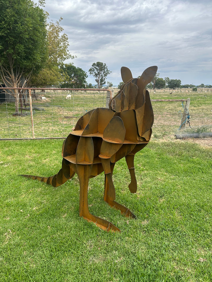 Kangaroo - Metal Sculpture - Large Garden Feature-Old n Dazed