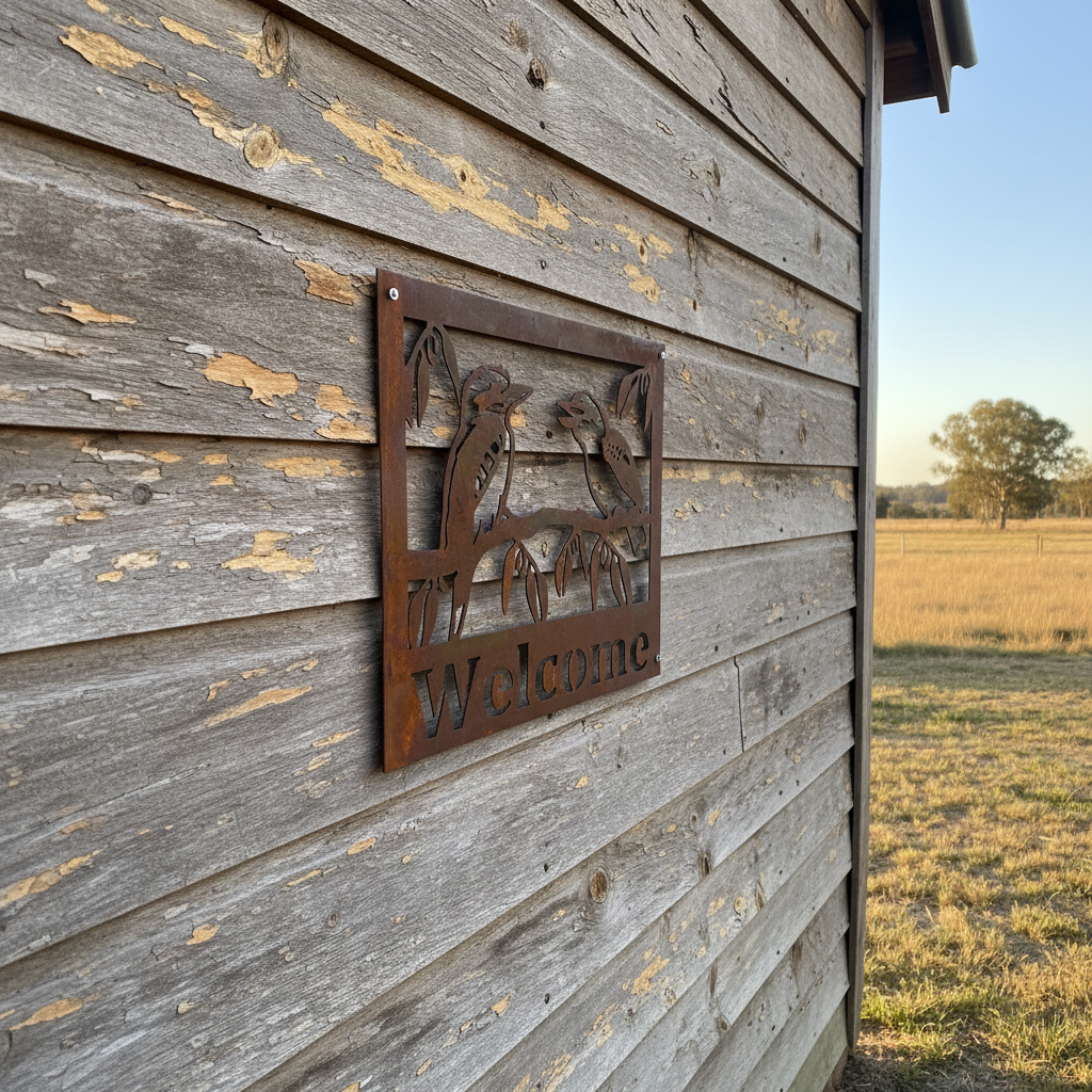 Kookaburra Welcome Sign - Metal Wall Art - Address Sign