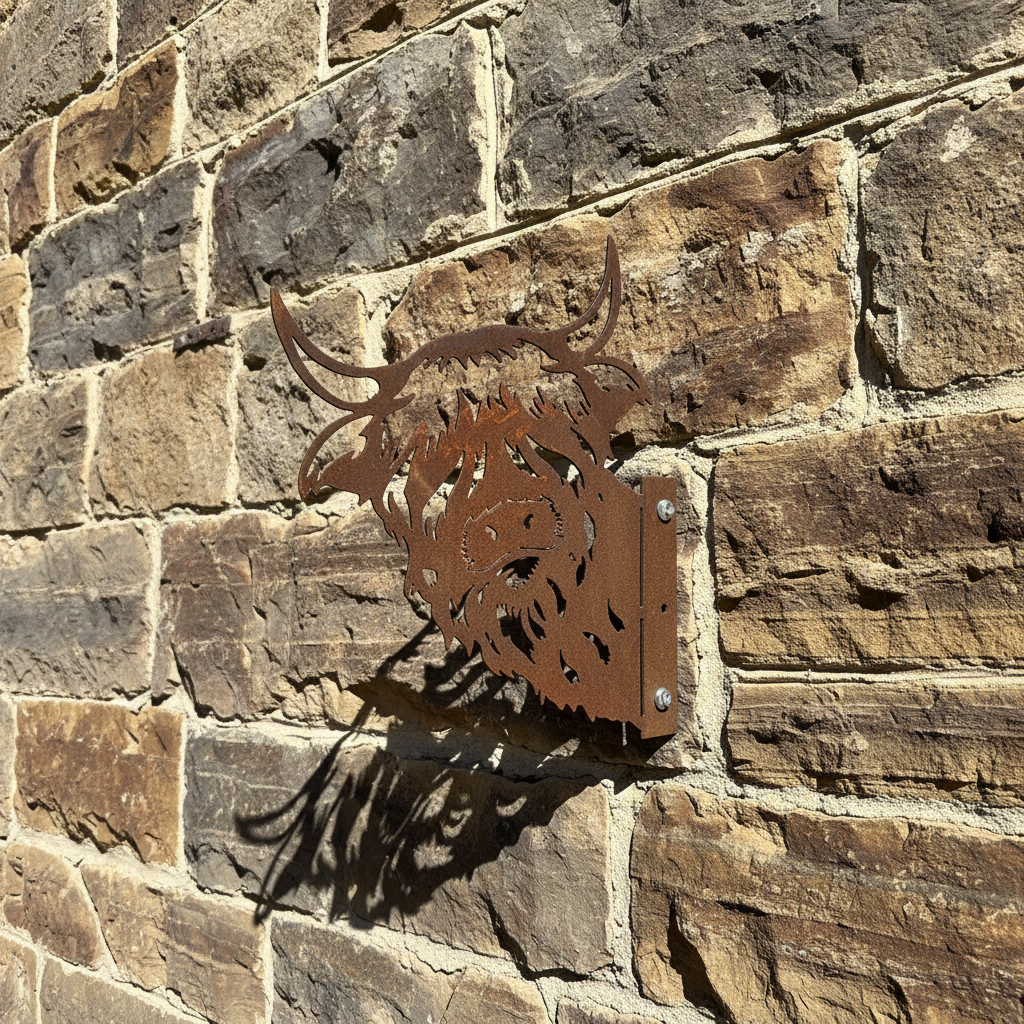 Peek a Boo Highland Cow  - Metal Animal Garden Art