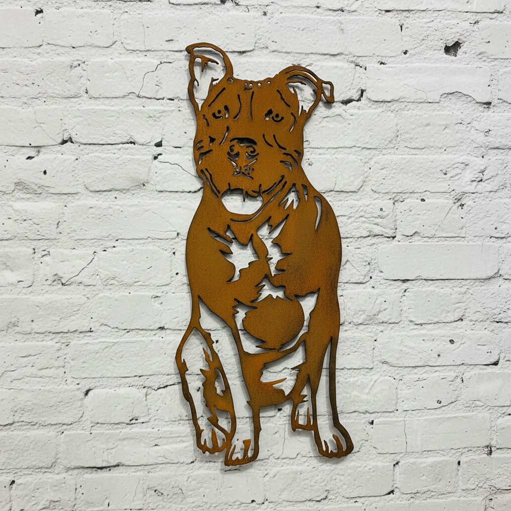 Pit Bull Metal Wall Art - Pitbull Dog Garden Art