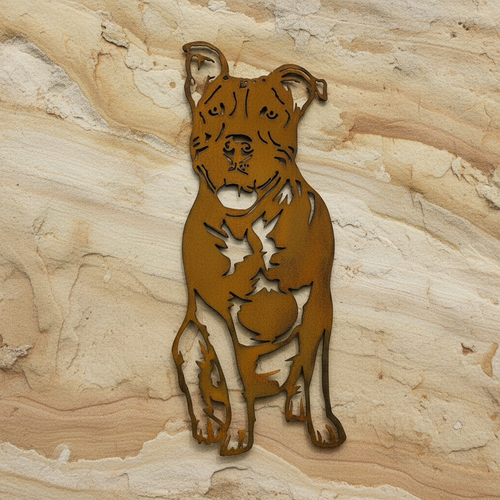 Pit Bull Metal Wall Art - Pitbull Dog Garden Art