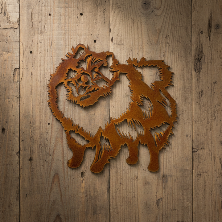 Pomeranian Dog Metal Wall Art - Garden Art