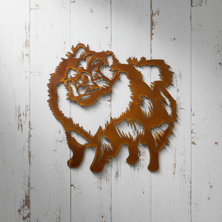 Pomeranian Dog Metal Wall Art - Garden Art