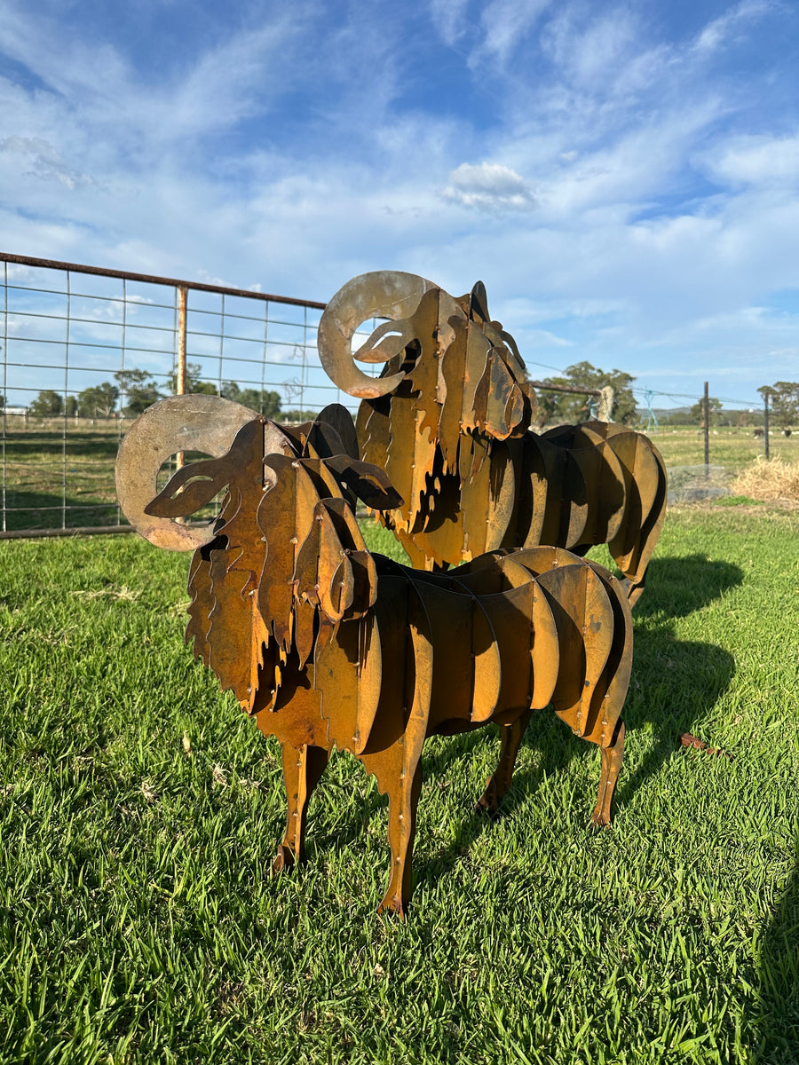 Ram - Metal garden Sculpture - Large Feature-Old n Dazed