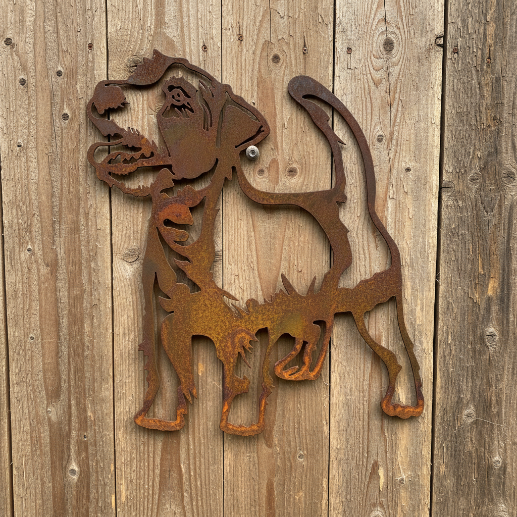 Rough Coat Jack Russel Metal Wall Art - Dog Garden Art