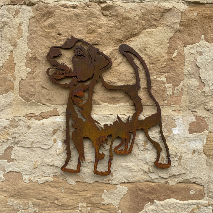 Rough Coat Jack Russel Metal Wall Art - Dog Garden Art