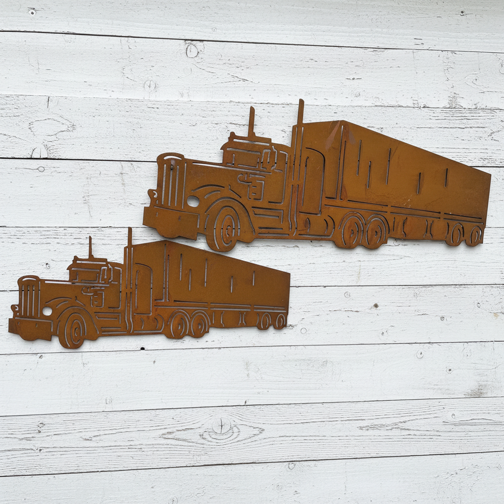 Semi Trailer Truck Metal Wall Art