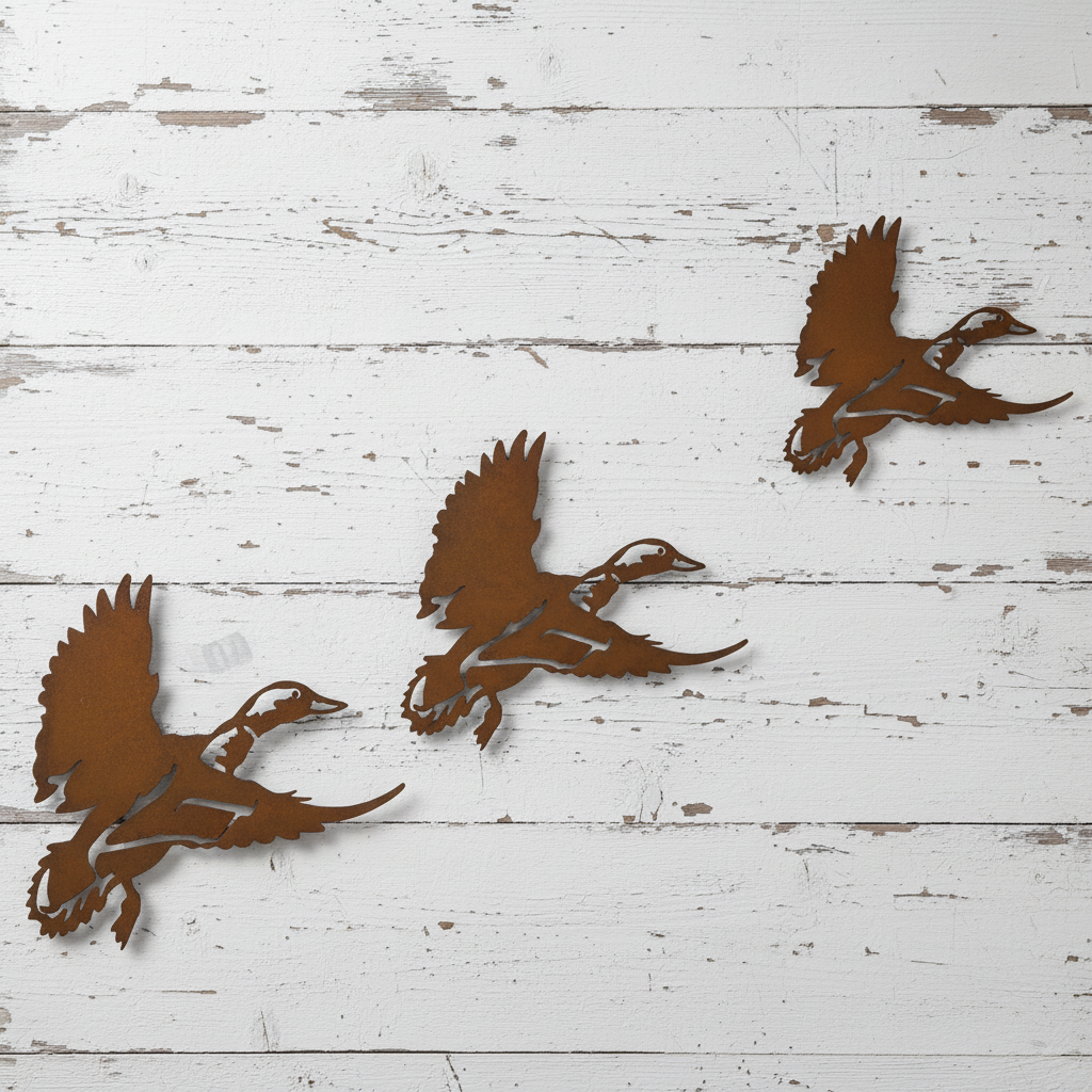 Set of 3 Flying Ducks Metal Wall Art