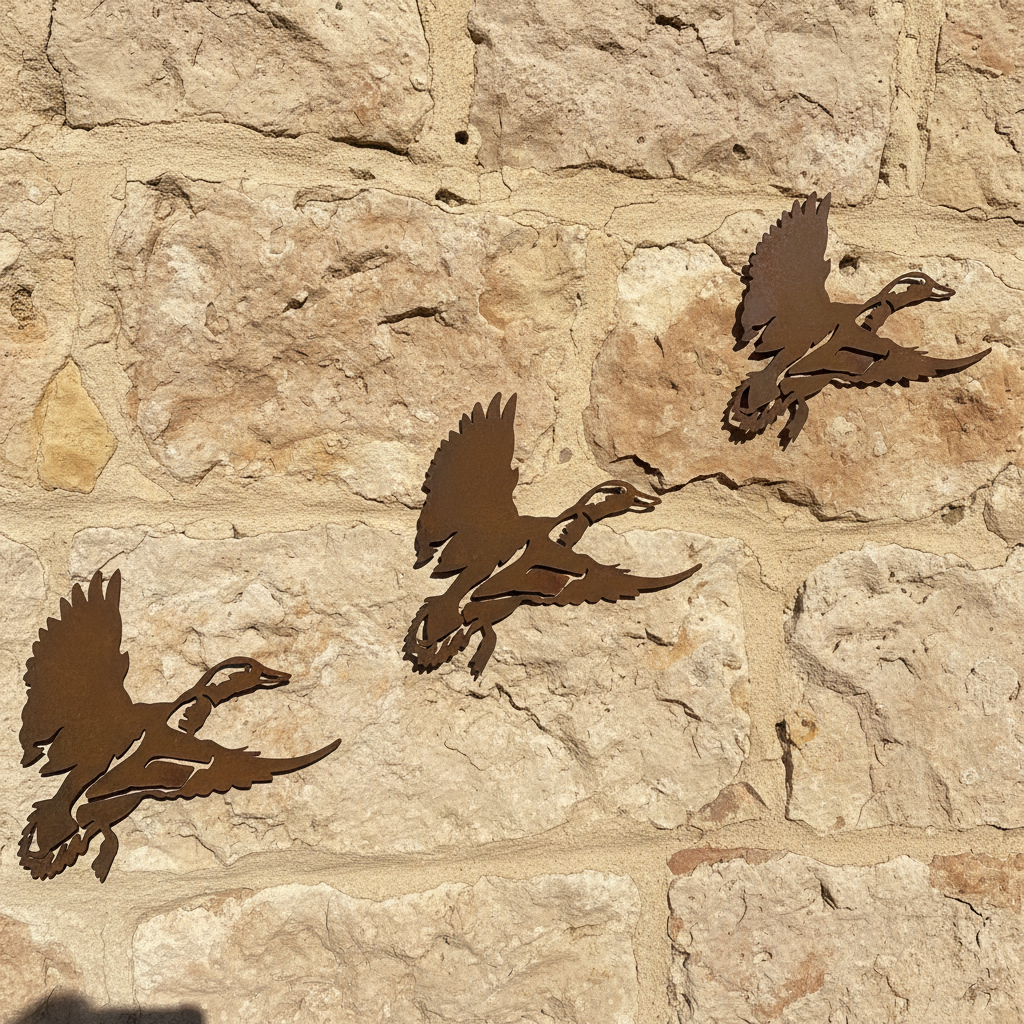 Set of 3 Flying Ducks Metal Wall Art