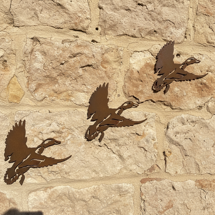 Set of 3 Flying Ducks Metal Wall Art
